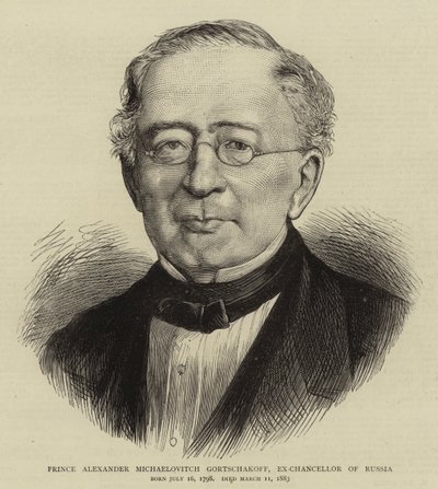 Príncipe Alexander Michaelovitch Gortschakoff, Ex-Canciller de Rusia de English School